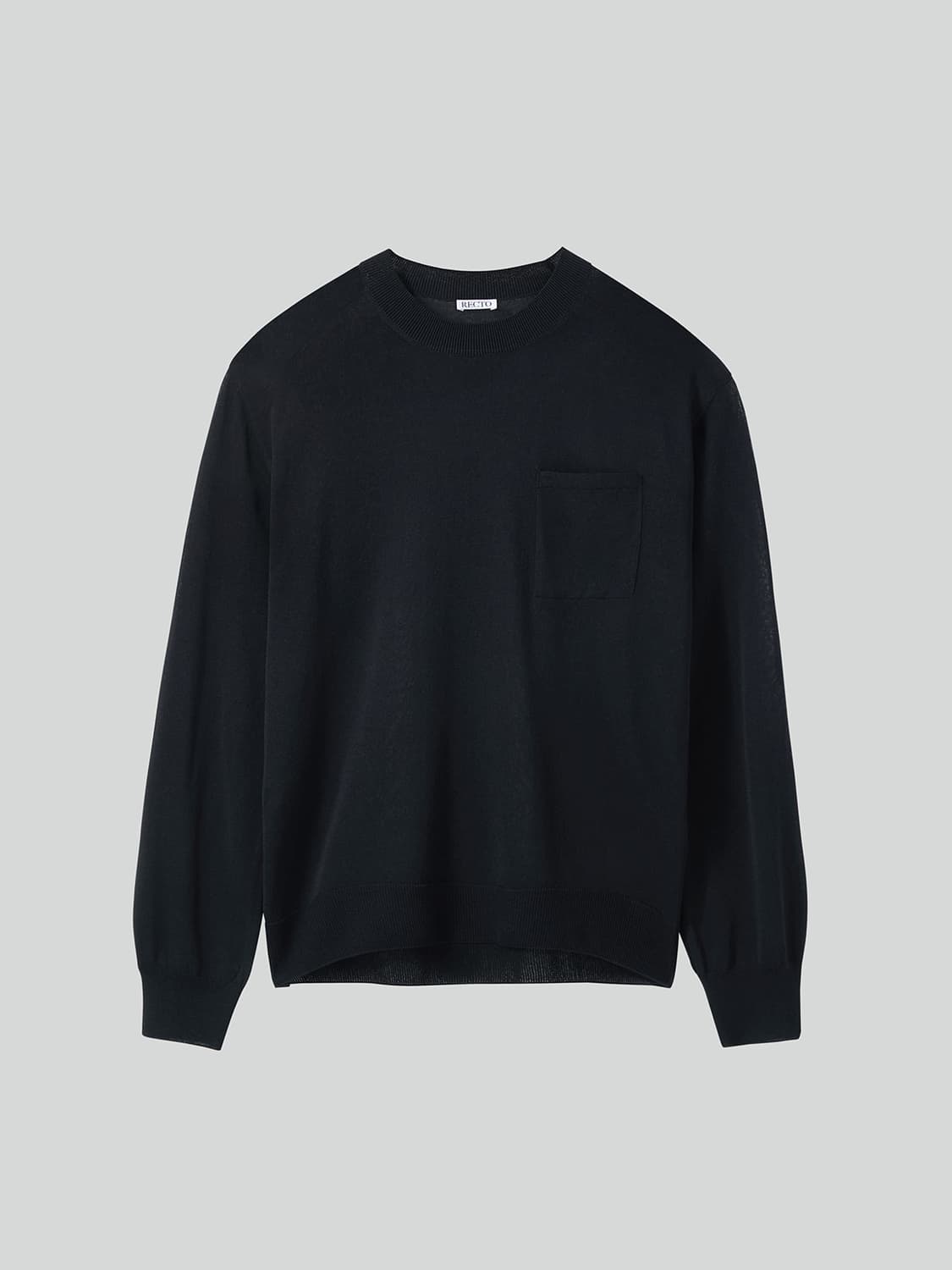 렉토 26SS 루즈핏 라운드넥 포켓 니트 탑 블랙 상품이미지5