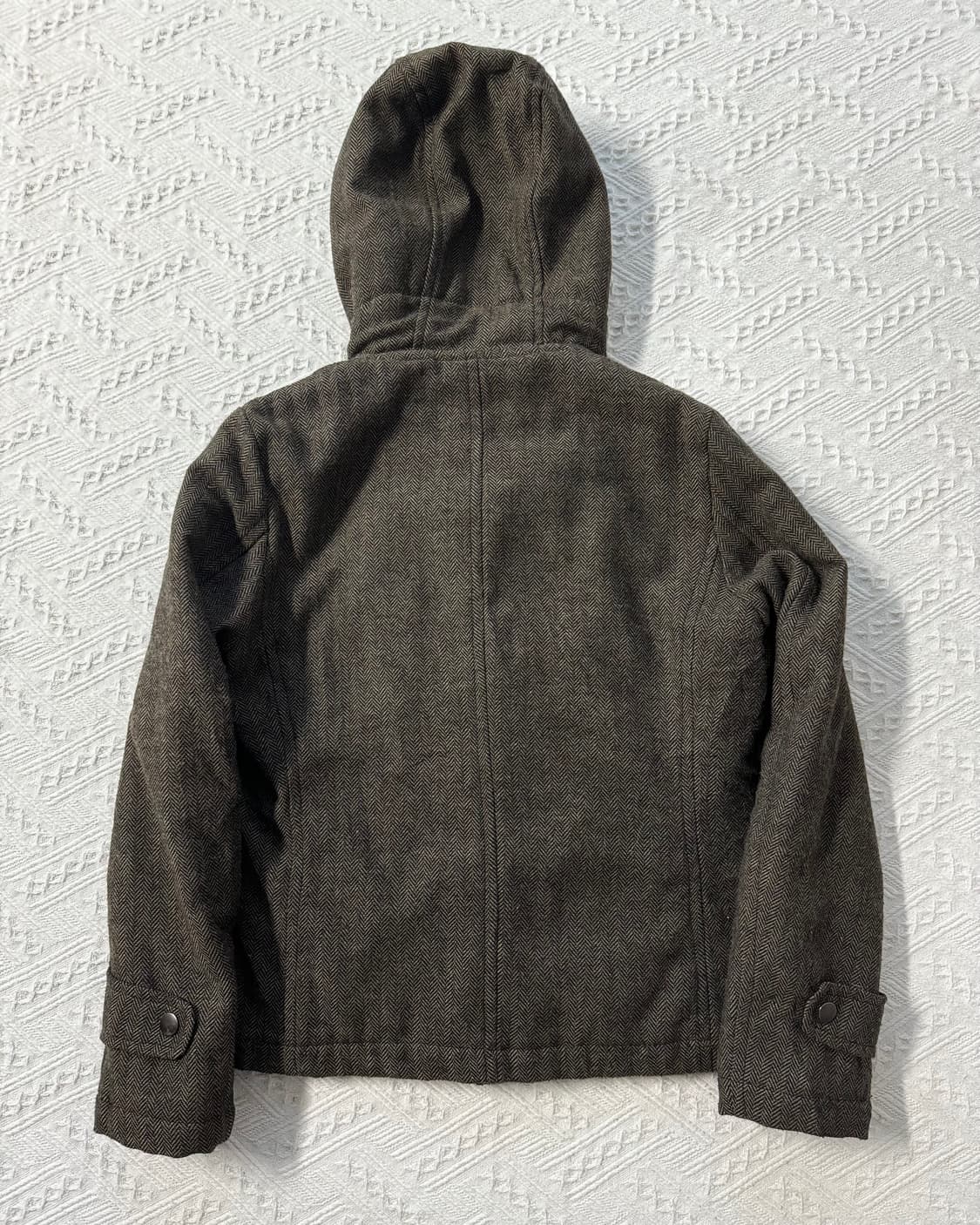 울 블렌디드 하이넥 더플 버튼 후디드 코트 상품이미지5