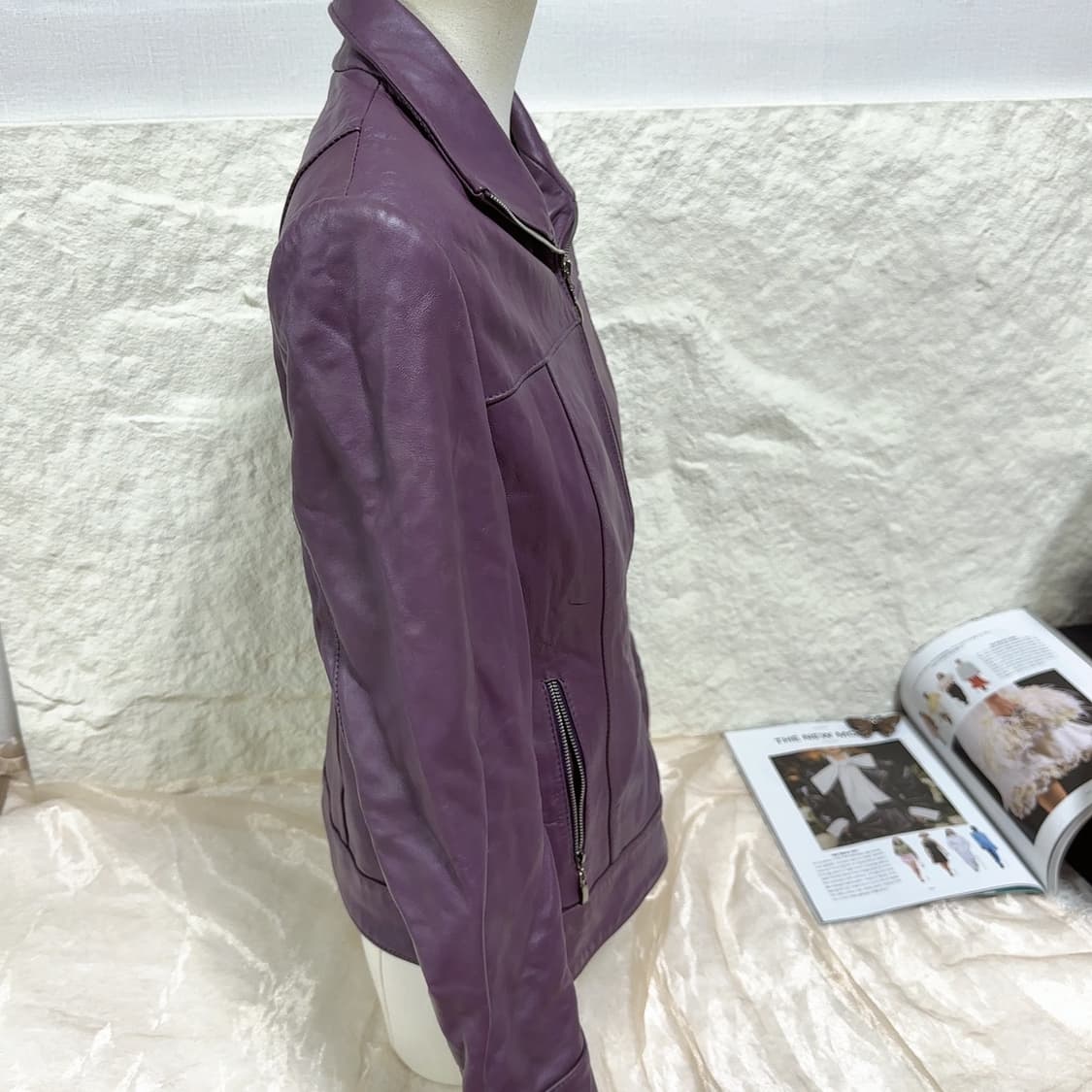 빈티지 가치 다크 보라 양가죽자켓 상품이미지4