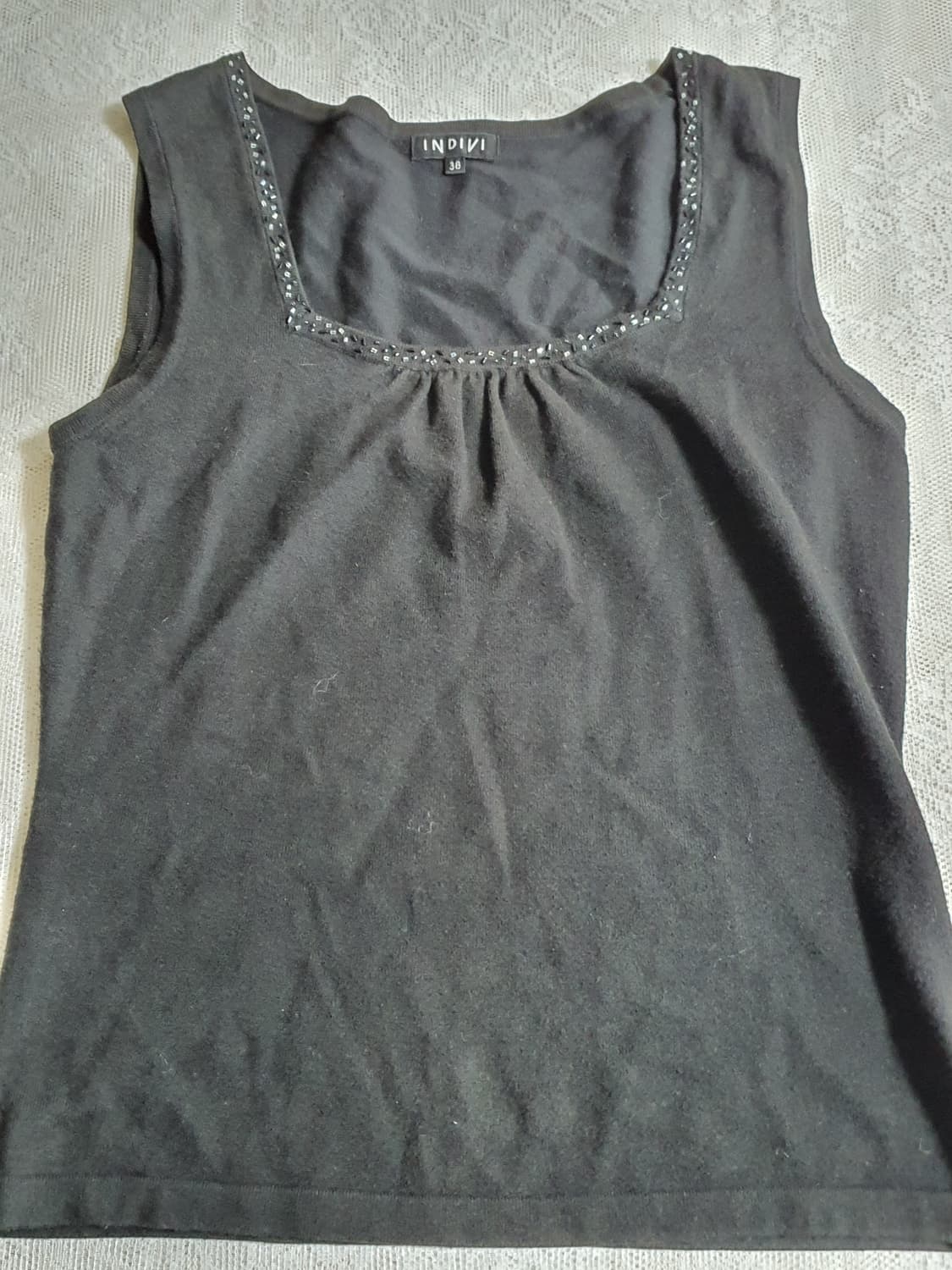 [일본빈티지] 블랙 비즈 캡소매 니트 탑 상품이미지5