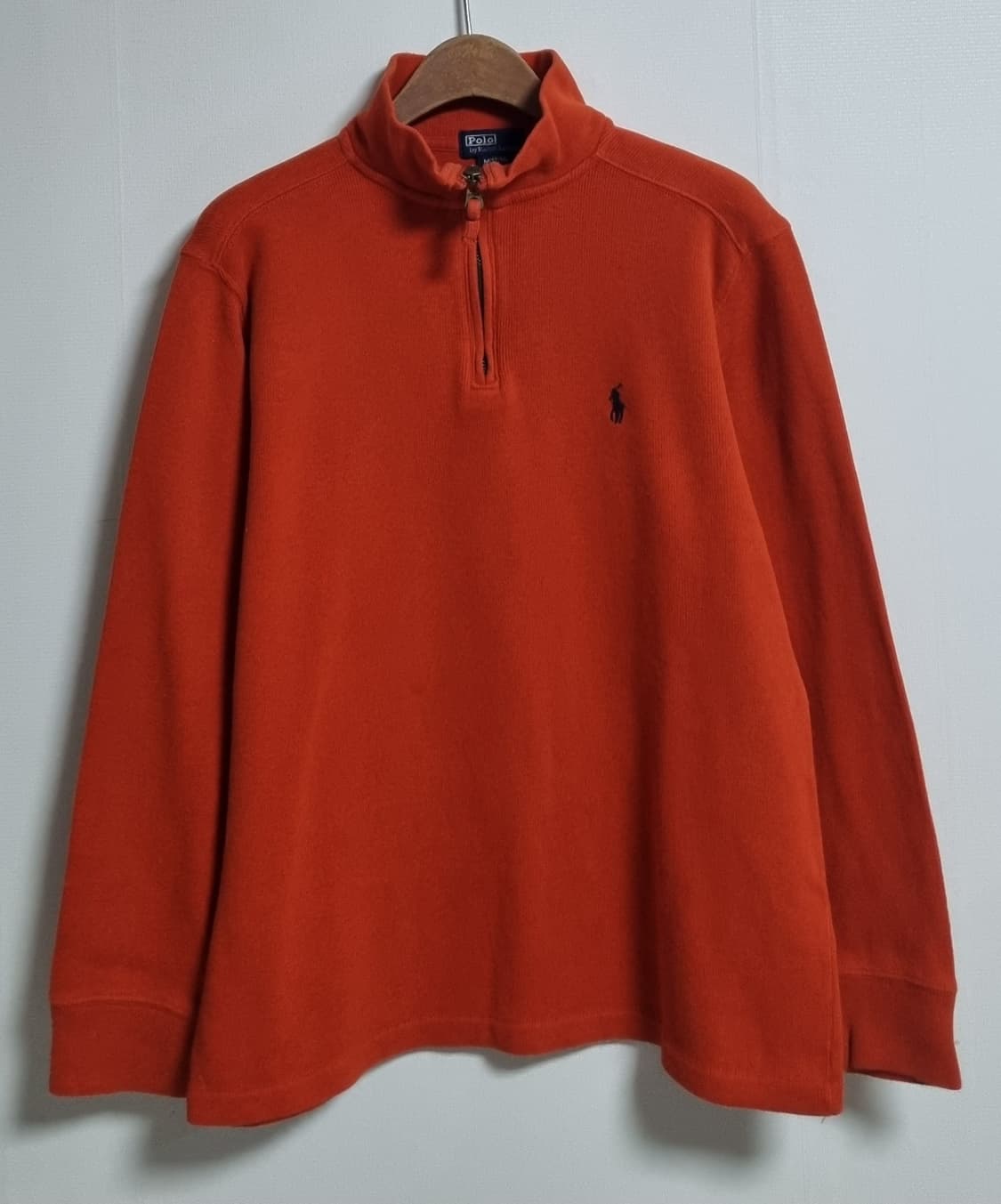 실측 XS (44) 폴로 오렌지 반집업 니트 상품이미지1
