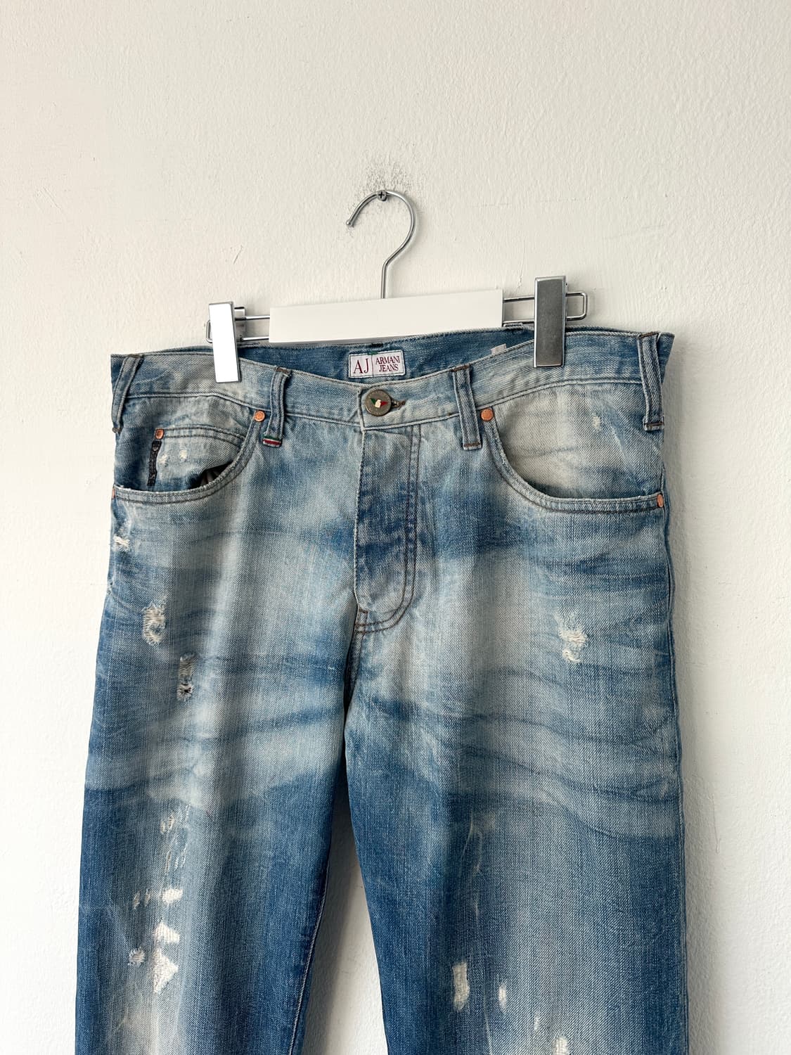 알마니 2000s 디스트로이드 블루 워싱진 상품이미지5
