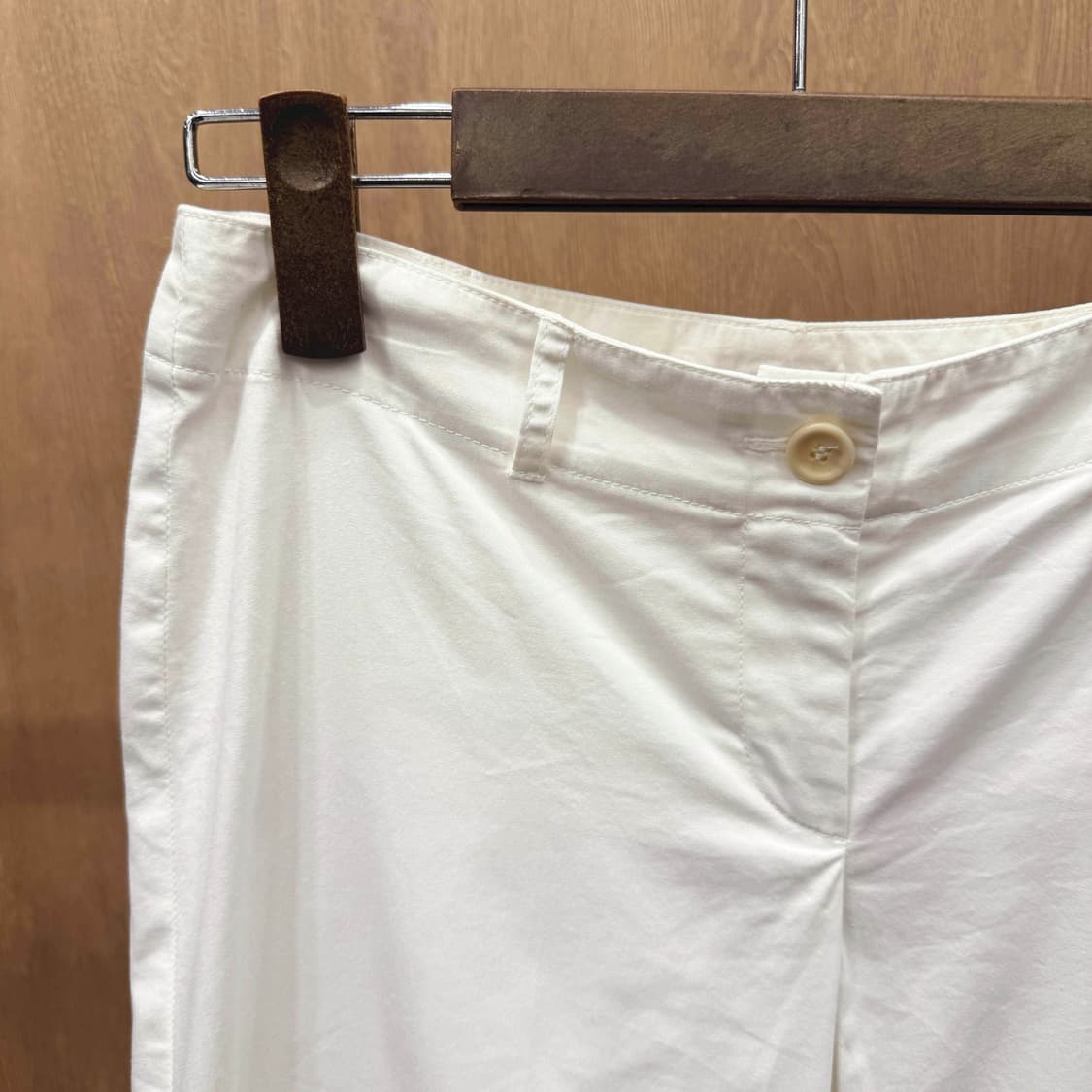 막스앤코 코튼 팬츠 버튼 클로징 디테일 스트레이트 핏 화이트 상품이미지6