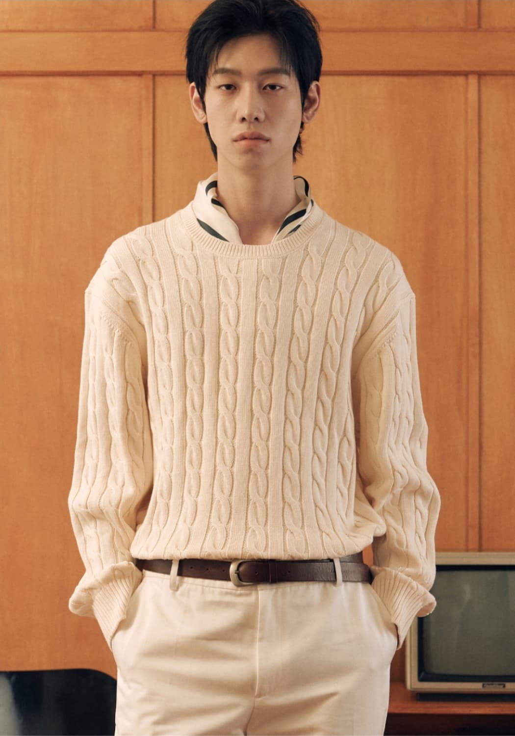 (XL)메르고 케이블 니트 아이보리 상품이미지1