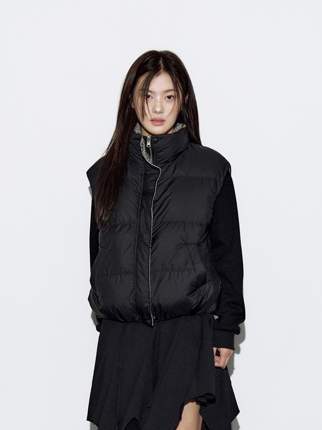 헬레네파리스 오리털 리버시블 체크 베스트 [블랙] 상품이미지2