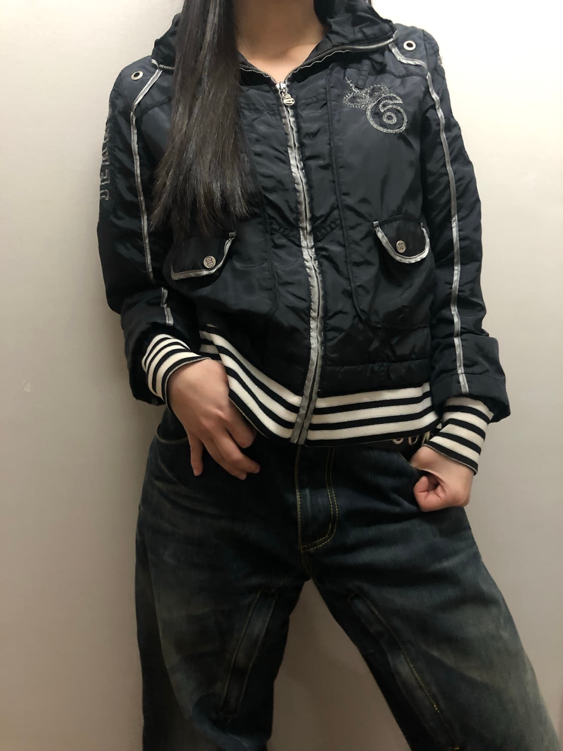 빈티지 에스크 블랙 펑크 점퍼 상품이미지4