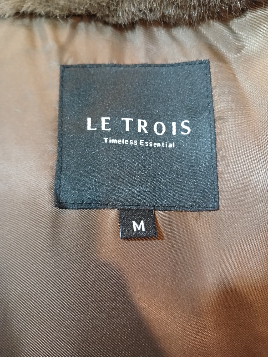 (M,95,66)LE TROIS 르투아 여성후드 퍼 숏자켓 브라운 상품이미지8