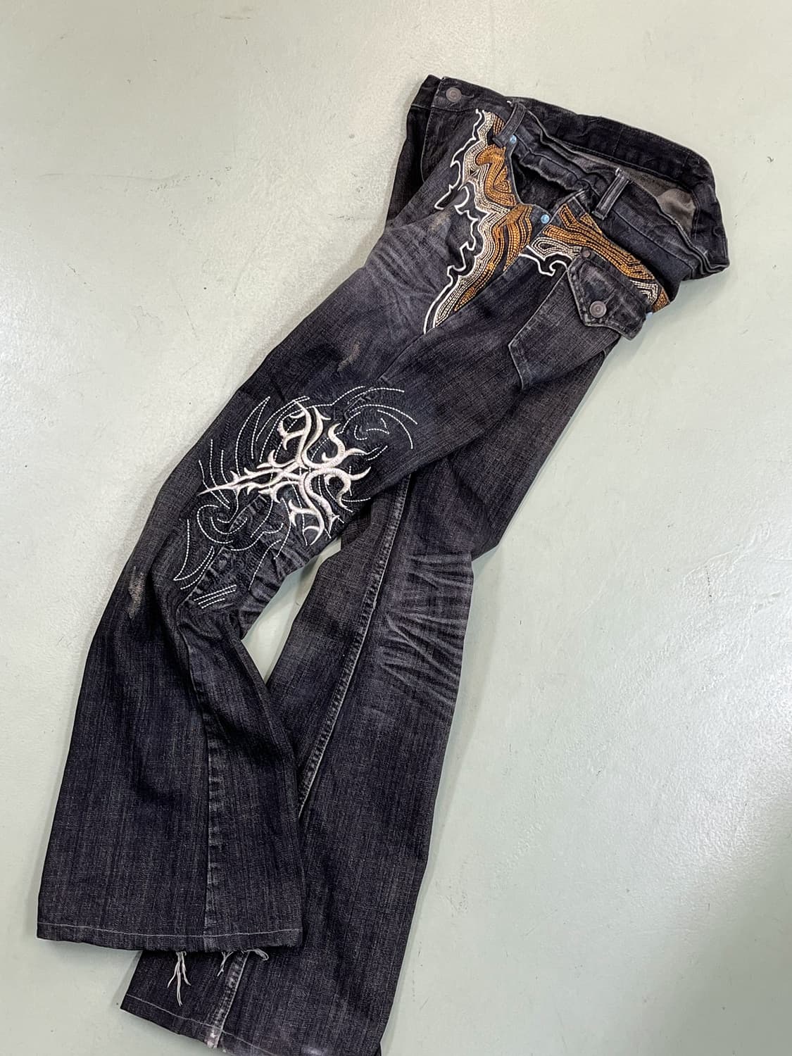 토네이도마트 Y2K 엠브로이드 부츠컷 팬츠 상품이미지3