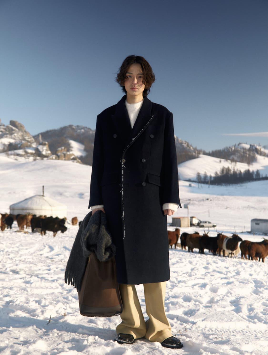 STU 에스티유 핸드 스티치 더블 코트 블랙 M 상품이미지1