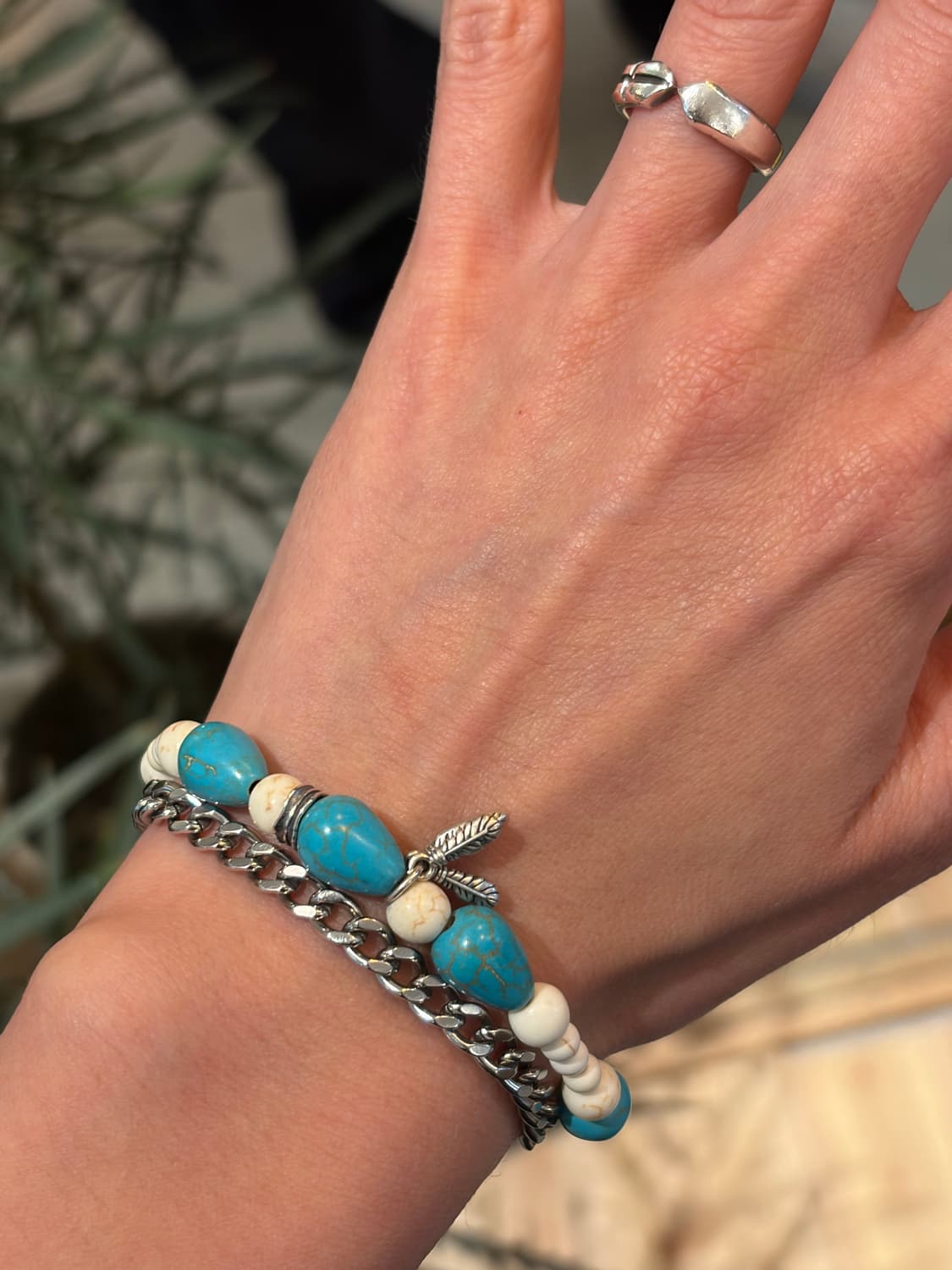 Turquoise Feather Bracelet 상품이미지2