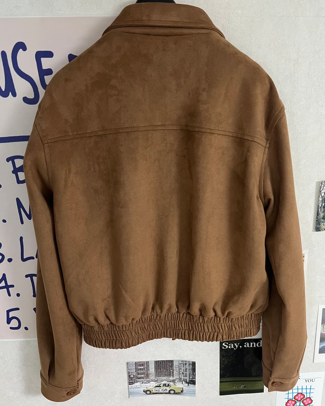 비건 투웨이 블루종 스웨이드 밴딩 점퍼 자켓 상품이미지6