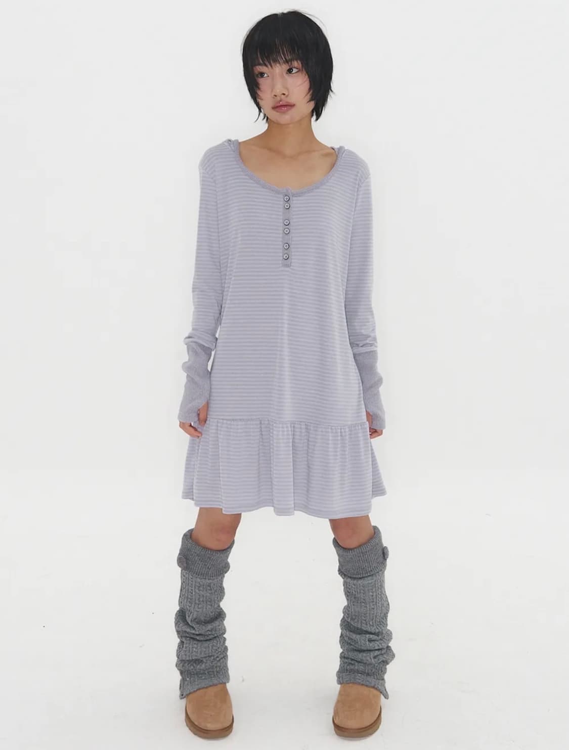 Relaxed Warmer Hoodie Dress Lavender 상품이미지1