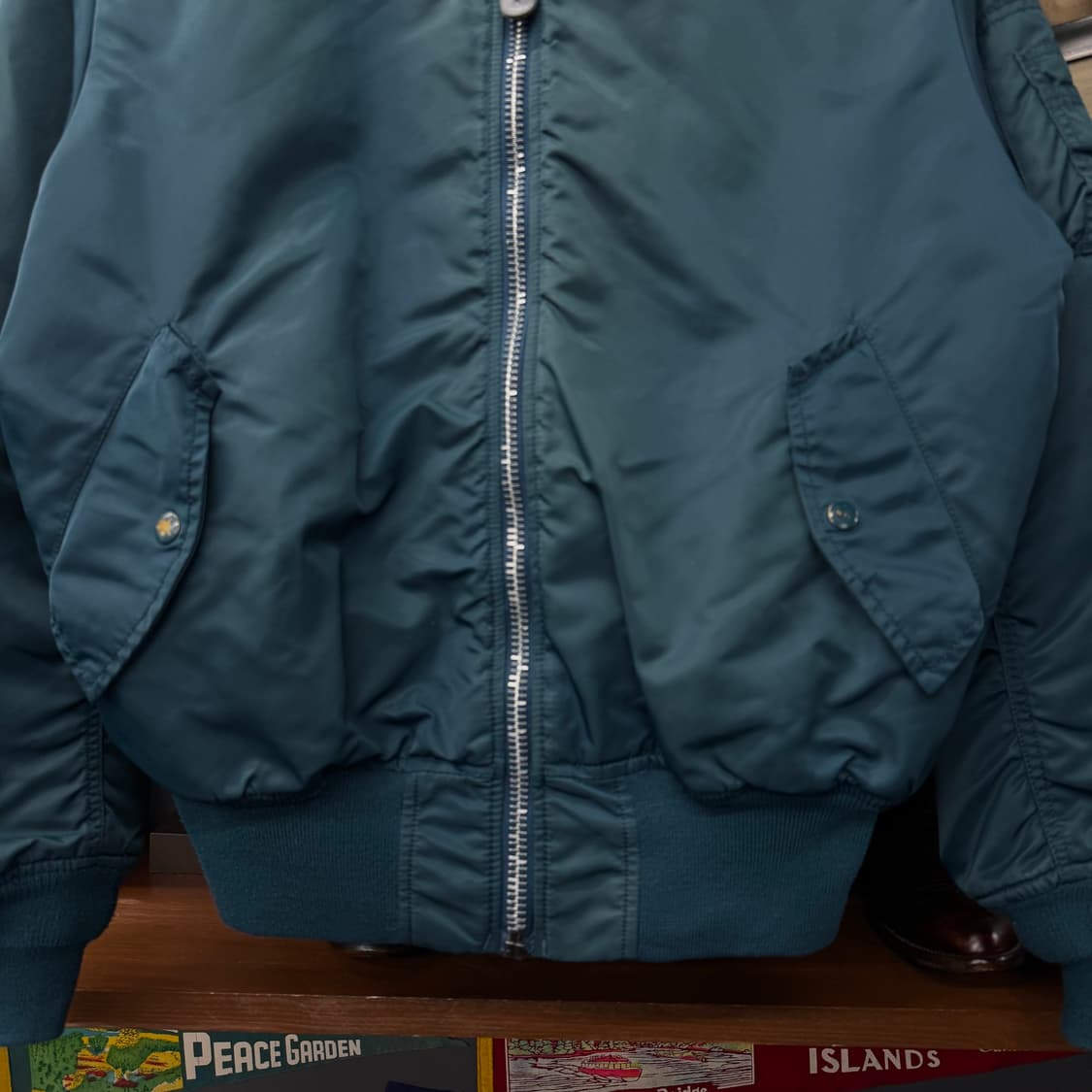 90s 알파 인더스트리 에메랄드 청록 밀리터리 봄버 MA1 자켓 N244 상품이미지4