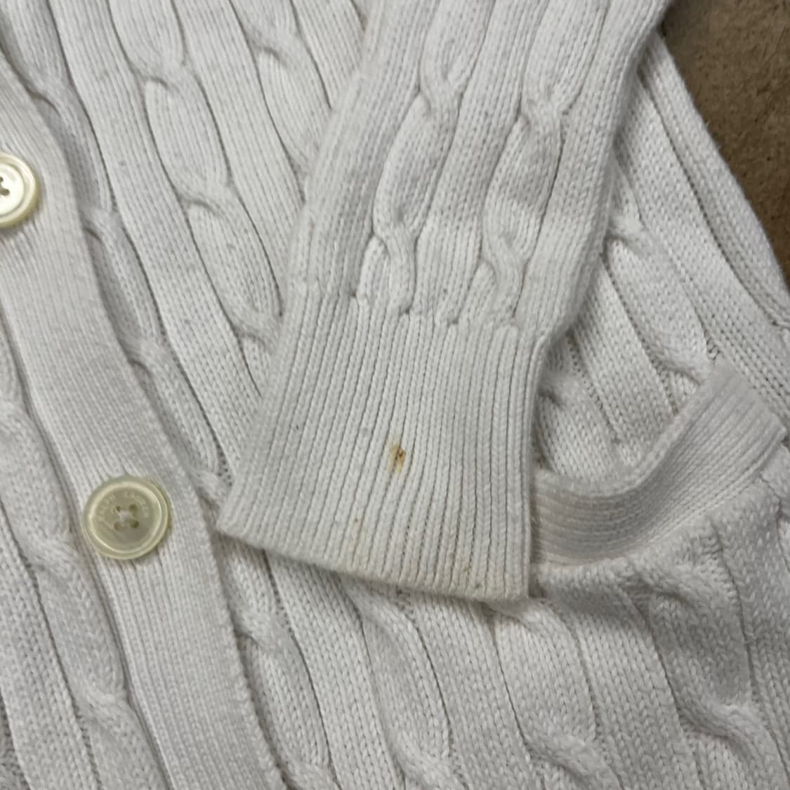 폴로 랄프로렌 화이트 꽈배기 브이넥 니트 가디건  상품이미지7