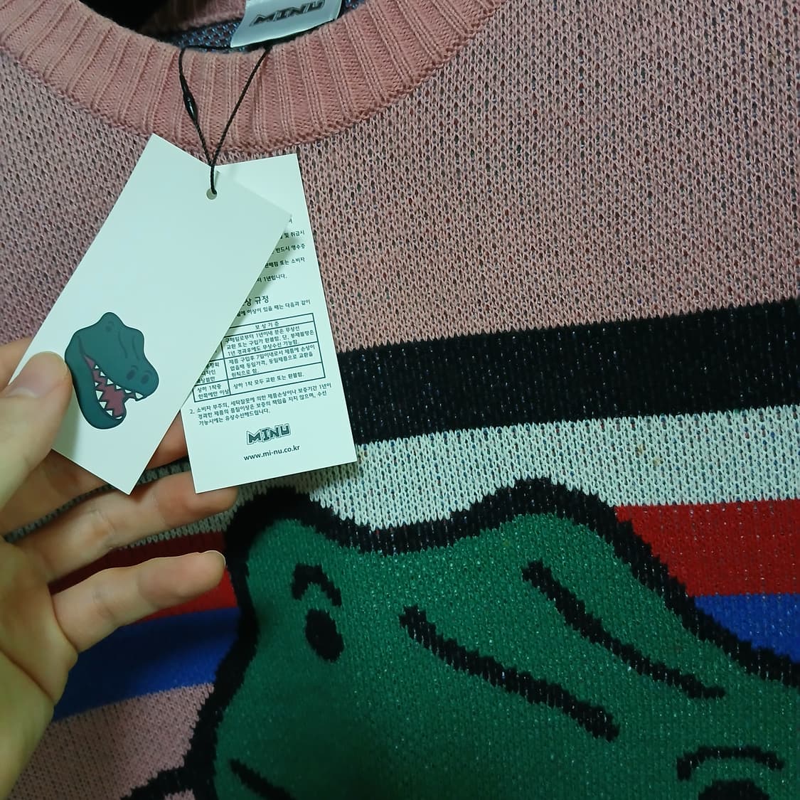 택붙은 미사용 minu 아크릴 마이누 공룡 니트 남녀공용 가을 겨울 상품이미지5