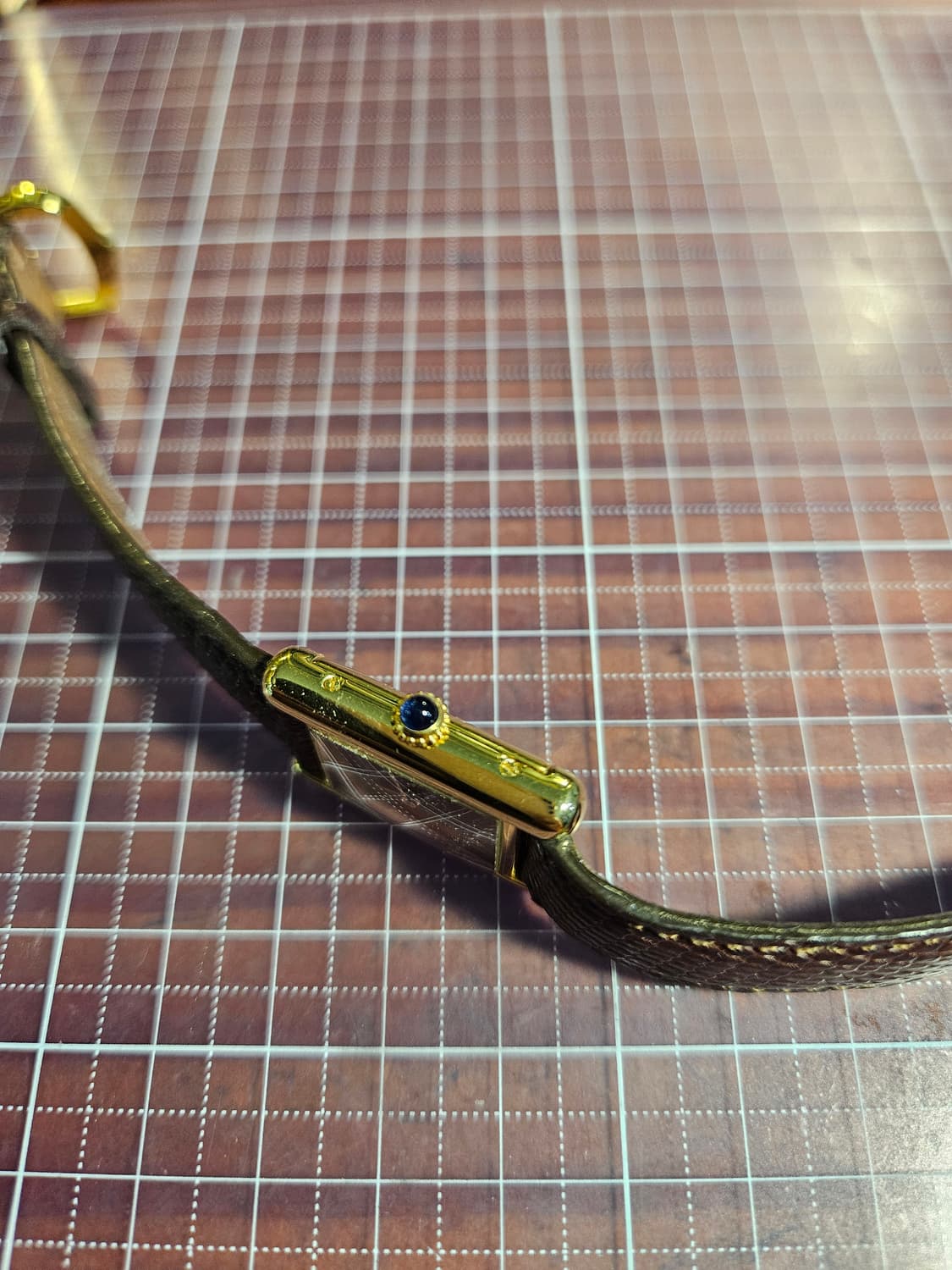 까르띠에 빈티지 머스트 탱크 925실버 18k금장 브라운 가죽 시계 수동 상품이미지9