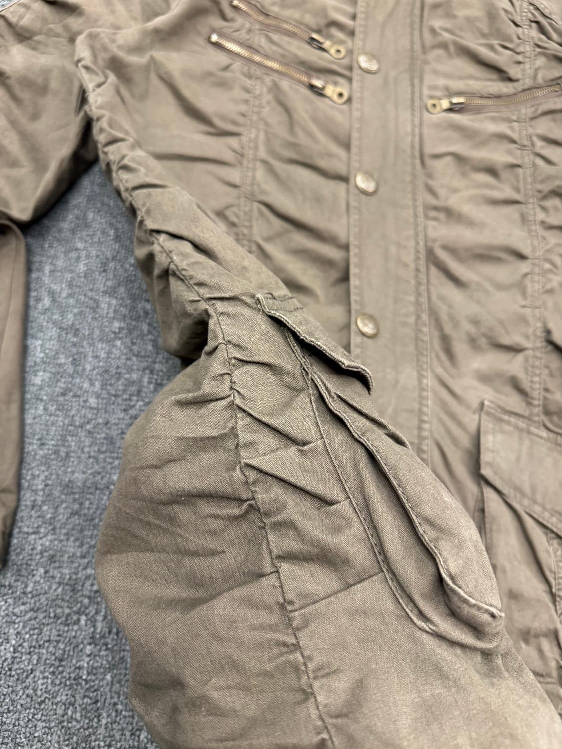 L)cornflake 빈티지 Y2K 올리브 셔링 야상 자켓 상품이미지4