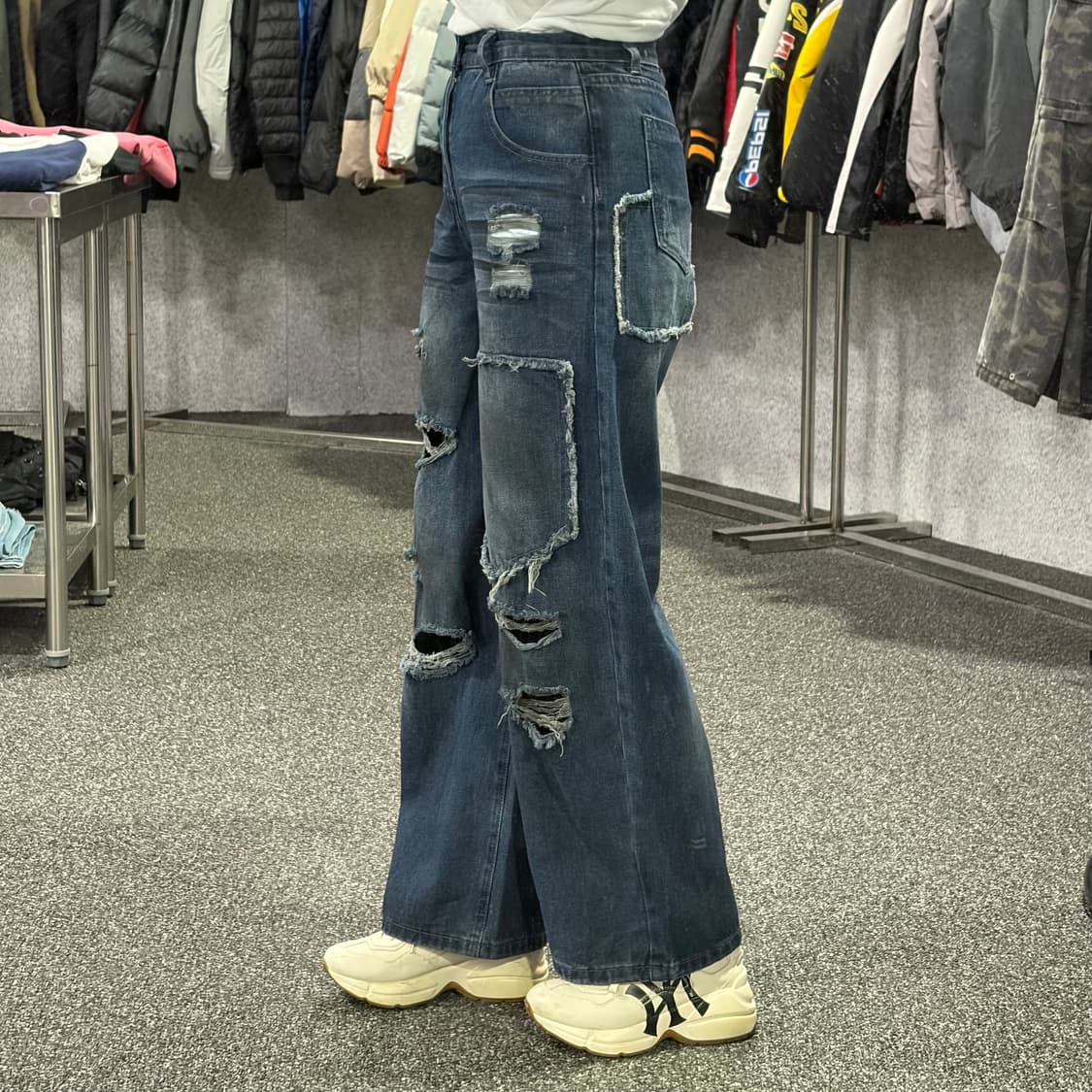 빈티지 패치워크 데미지 데님 팬츠 B4092 상품이미지2