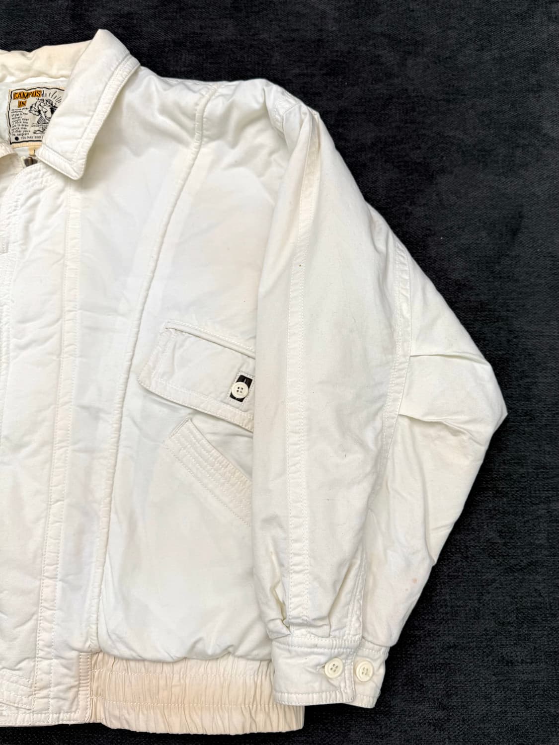 빈티지 아이보리 코튼 봄버 자켓 상품이미지4