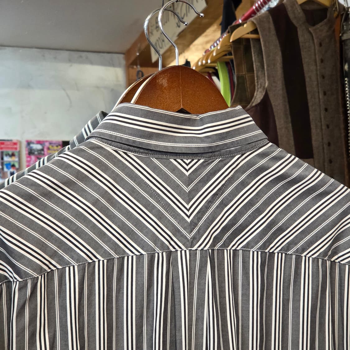 타미힐피거 그레이 스트라이프 오버핏 셔츠 상품이미지6