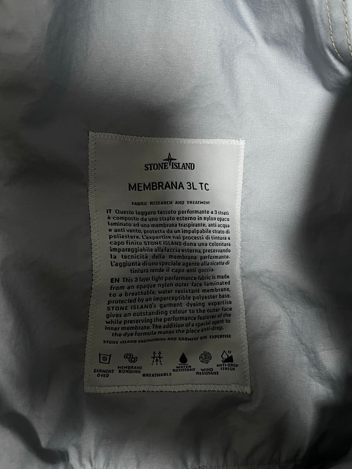 스톤아일랜드 멤브라나 3L TC 후드 바람막이 자켓 아이보리 [XL] 상품이미지4