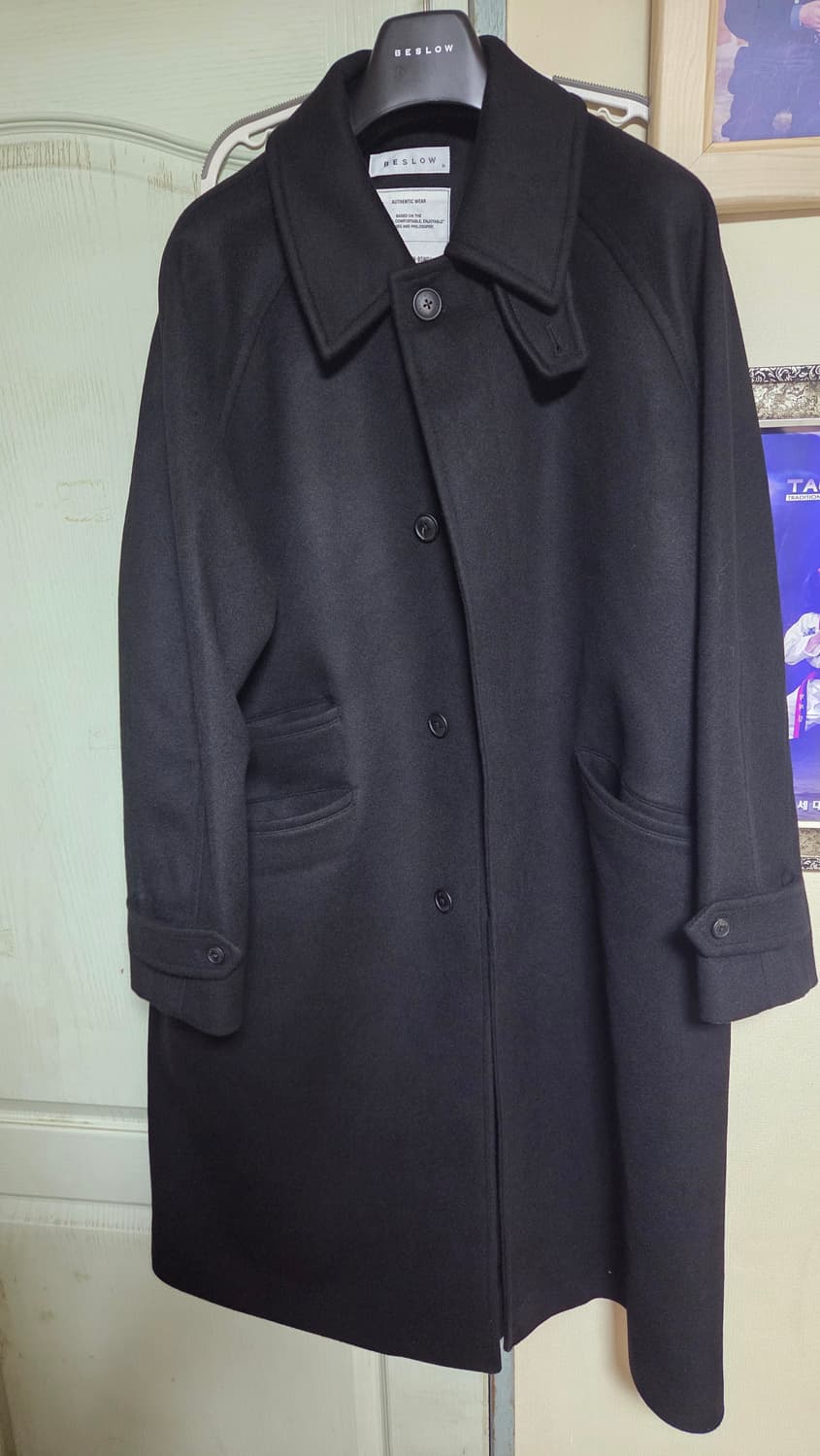 비슬로우 오버사이즈드 캐시미어 발마칸 코트 블랙 상품이미지2