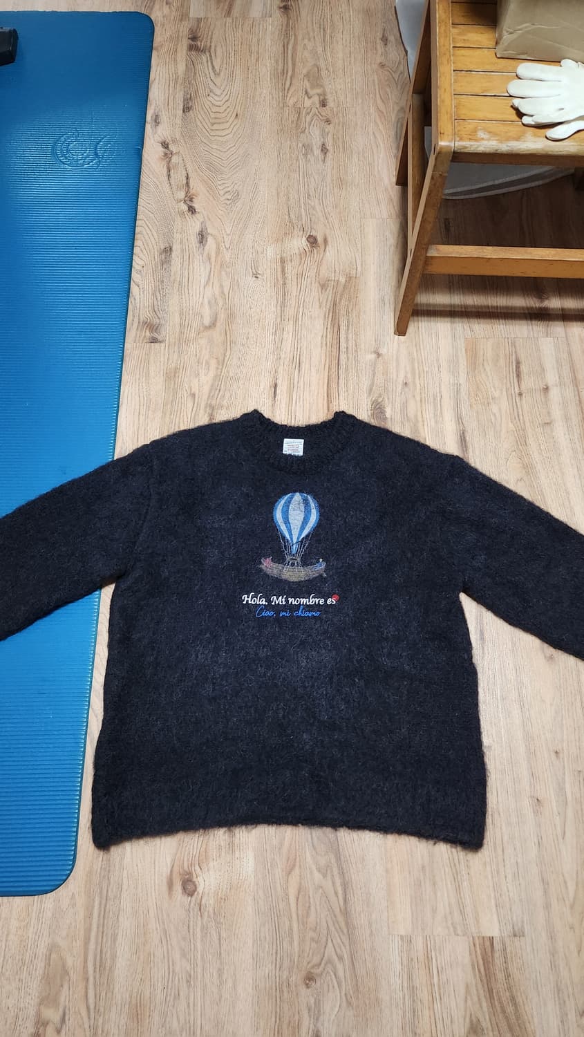 [L] stu 에스티유 열기구 모헤어 니트 스웨터 블랙 검정 긴팔 티셔츠 상품이미지6