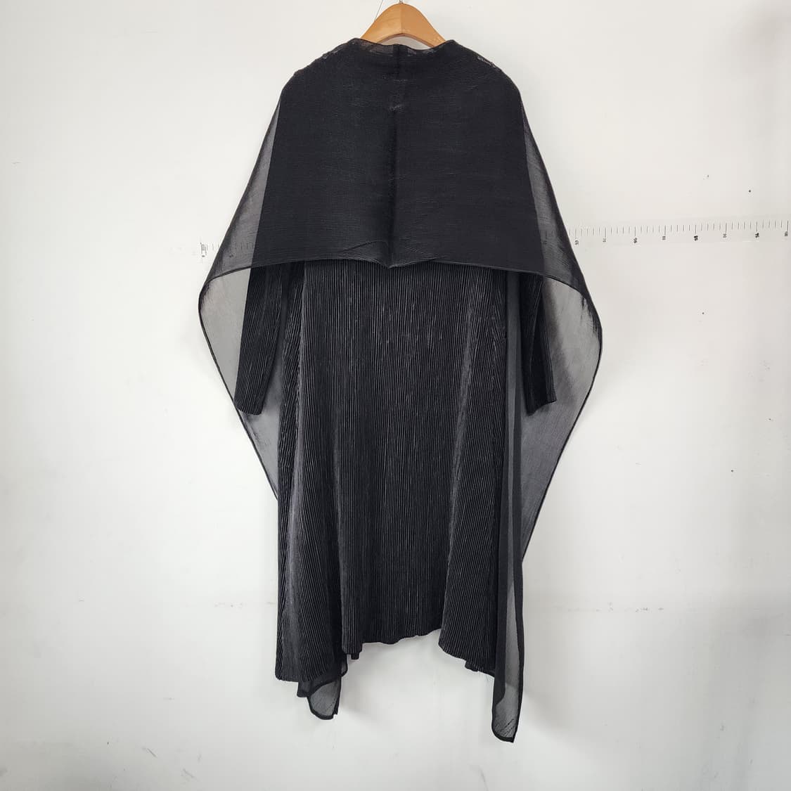 블랙 시스루 플리츠 롱 가디건 상품이미지5