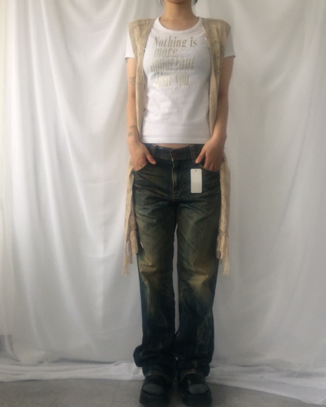 Fringe knit open vest 상품이미지7
