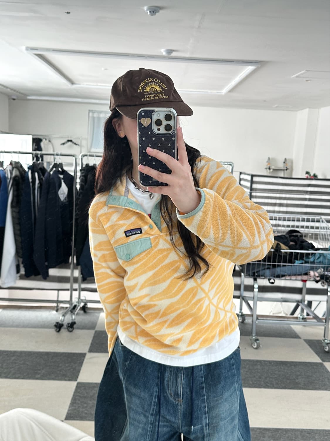 파타고니아 신칠라 옐로우 패턴 스냅 플리스  상품이미지4