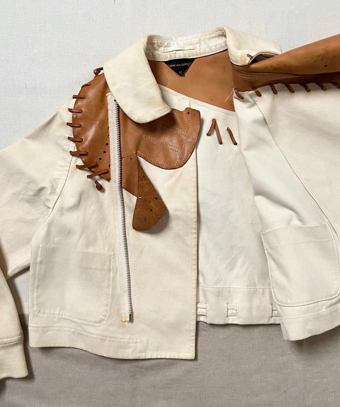 (M)꼼데가르송 05ss 레더 레이스업 봄버 웨스턴 자켓 상품이미지3