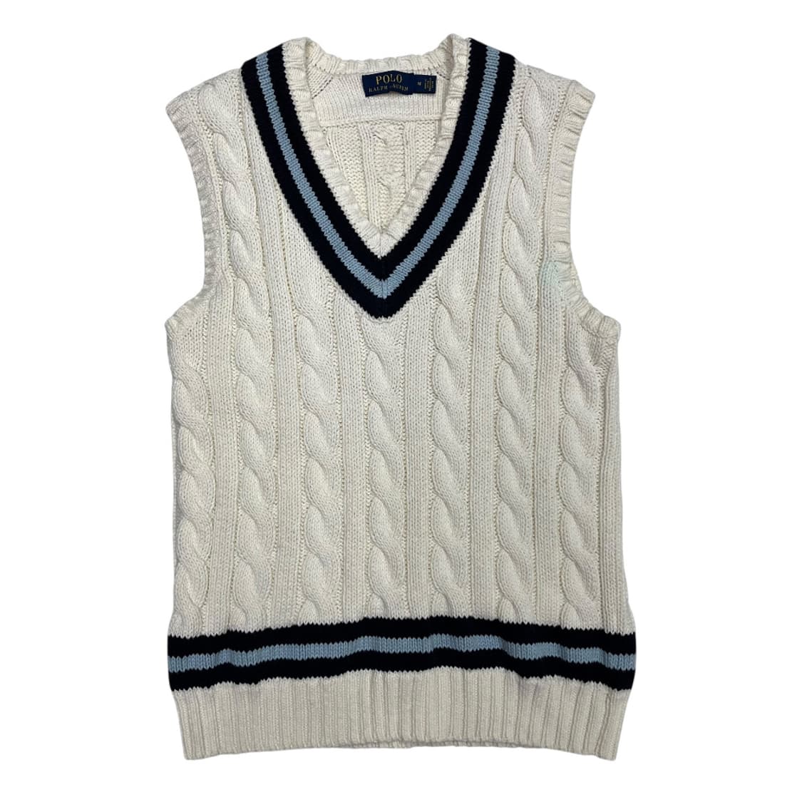 폴로 랄프로렌 소라 단가라 화이트 나시 꽈배기 니트 M 상품이미지2