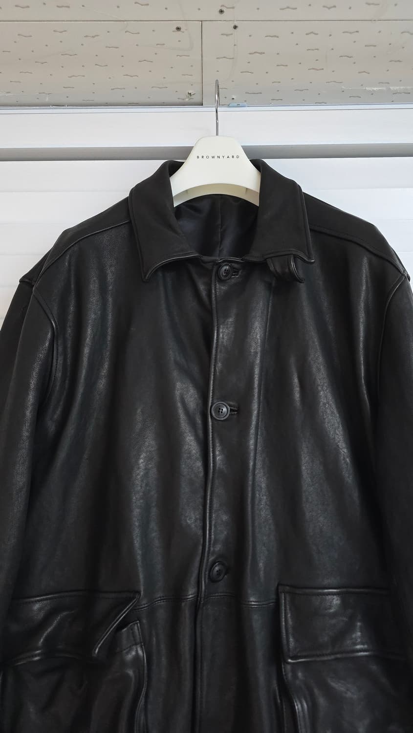 쿠어 워시드 램스킨 레더 카 코트 (블랙) 상품이미지1