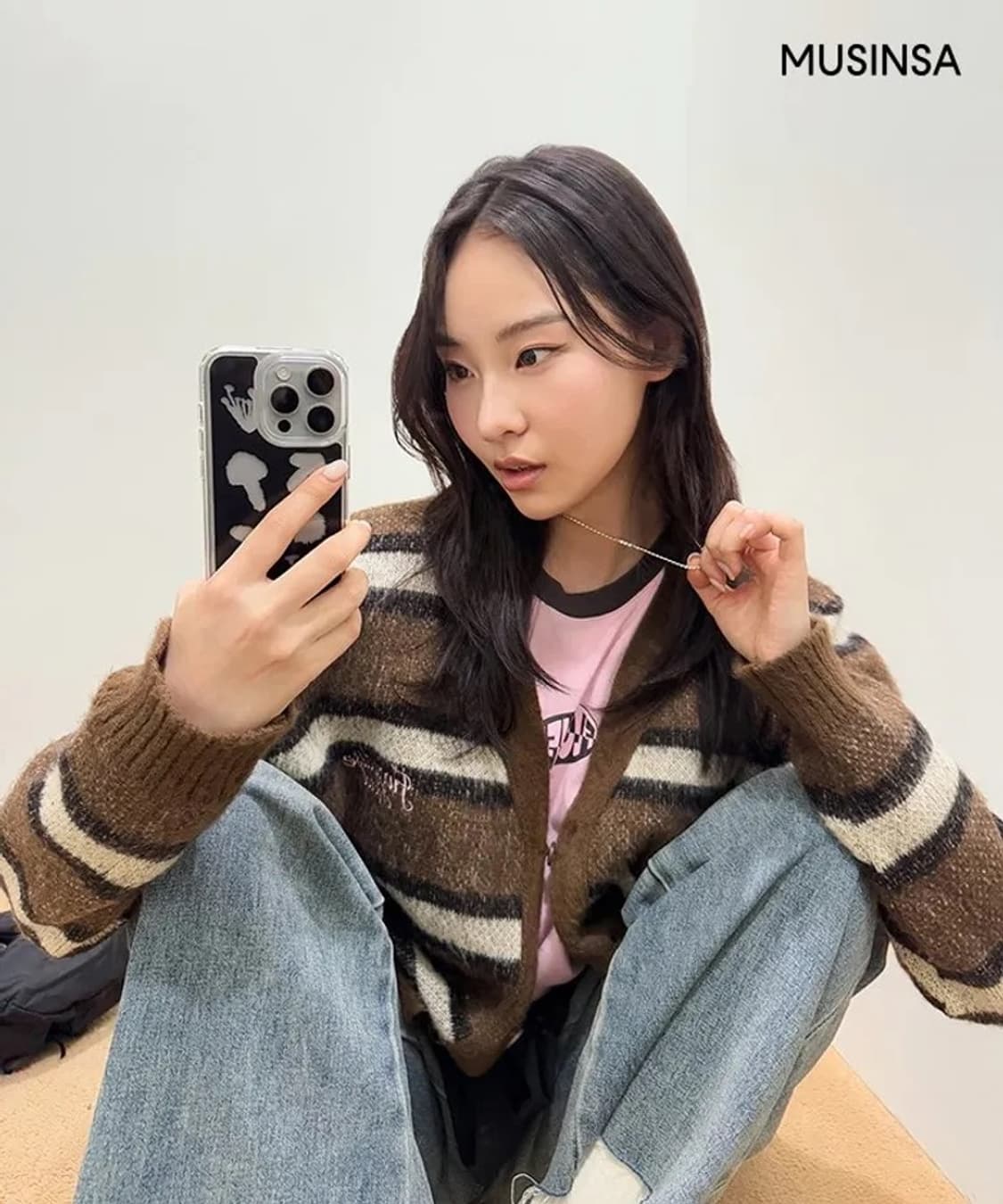 [RRxNAON] 론론 헤어리 스트라이프 가디건 상품이미지5