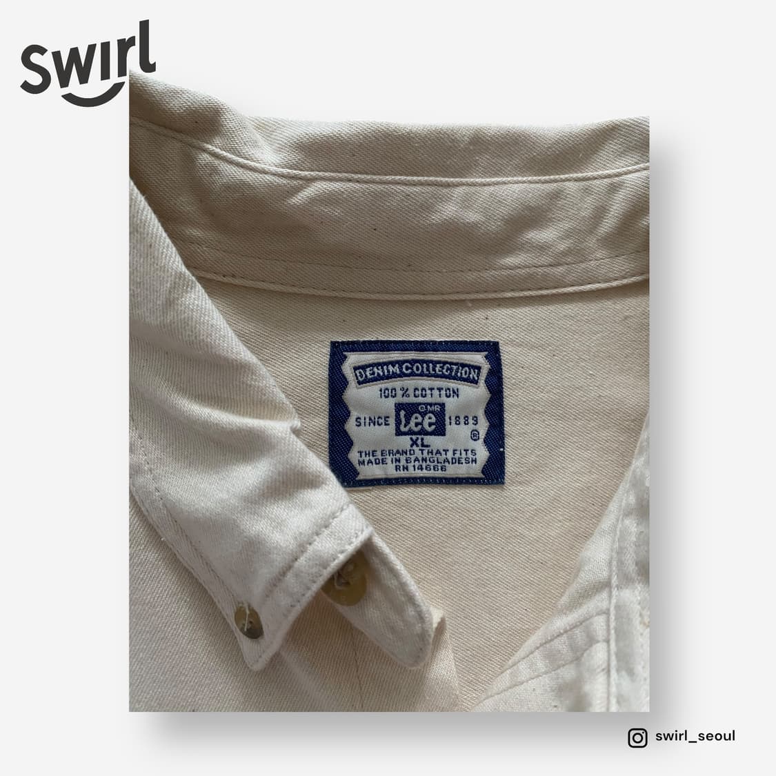 🌊[deadstock]Lee 90s white Denim shirts 상품이미지6