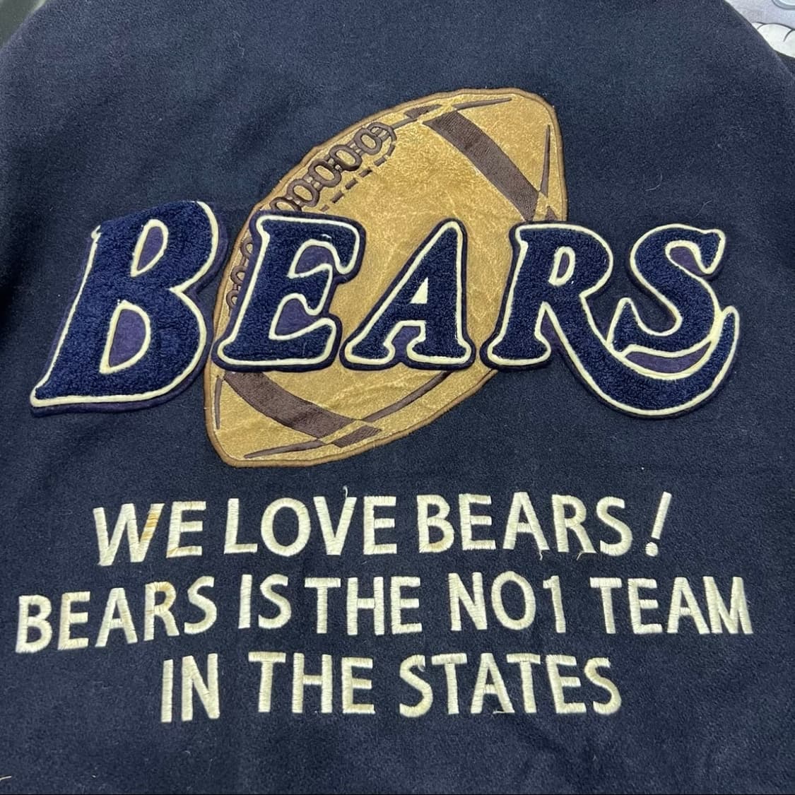 일본 빈티지 헤비 멜톤 울 × 리얼 레더 소매 바시티 자켓 상품이미지5