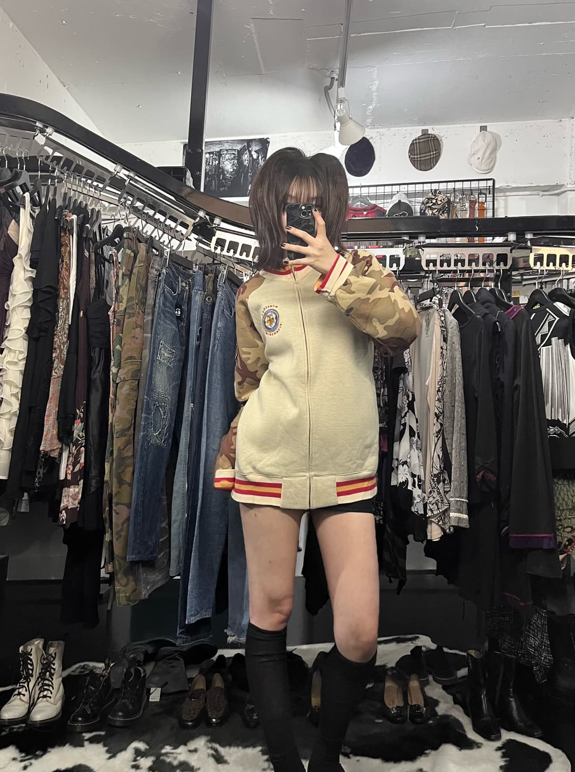 베이지 카모 패치 포인트 자켓 상품이미지1