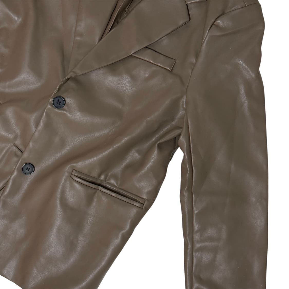 TheOpenProduct 토프브라운 비건레더 자켓 상품이미지3