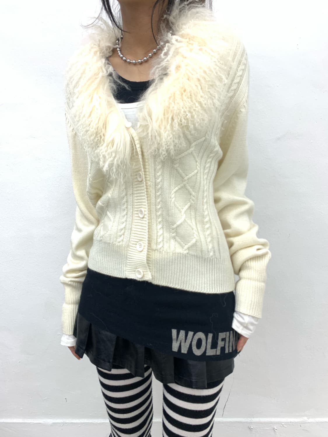 Ivory fur knit cardigan 상품이미지2
