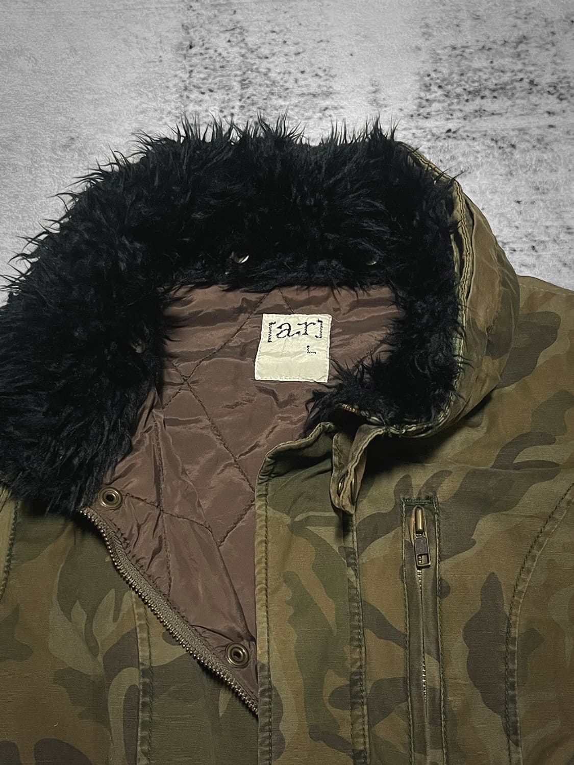 (a.r) 00s black fur military jacket  상품이미지3