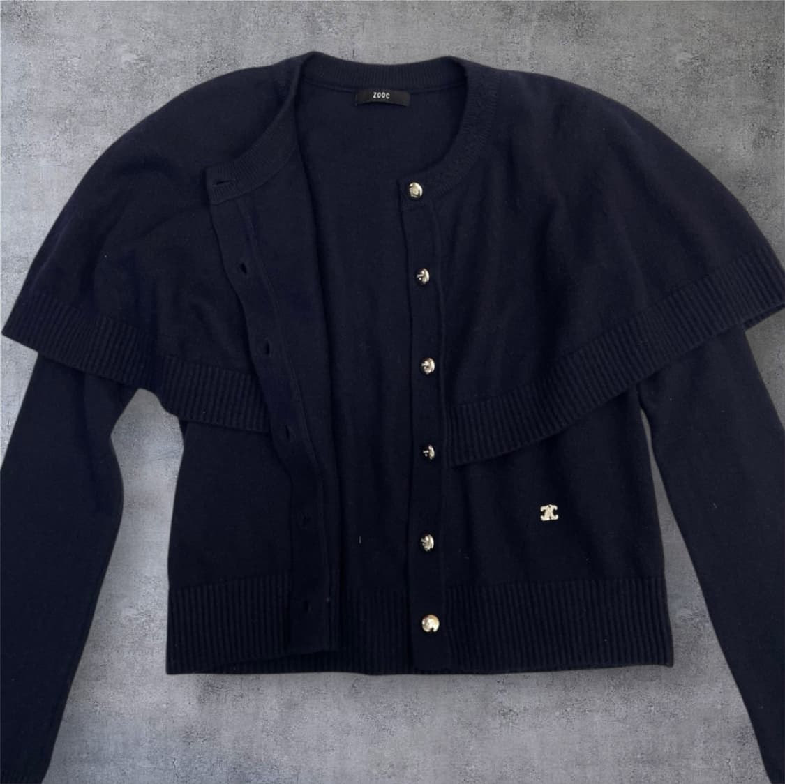 주크 Zooc 네이비 레이어드 숄 니트 가디건 S 상품이미지5
