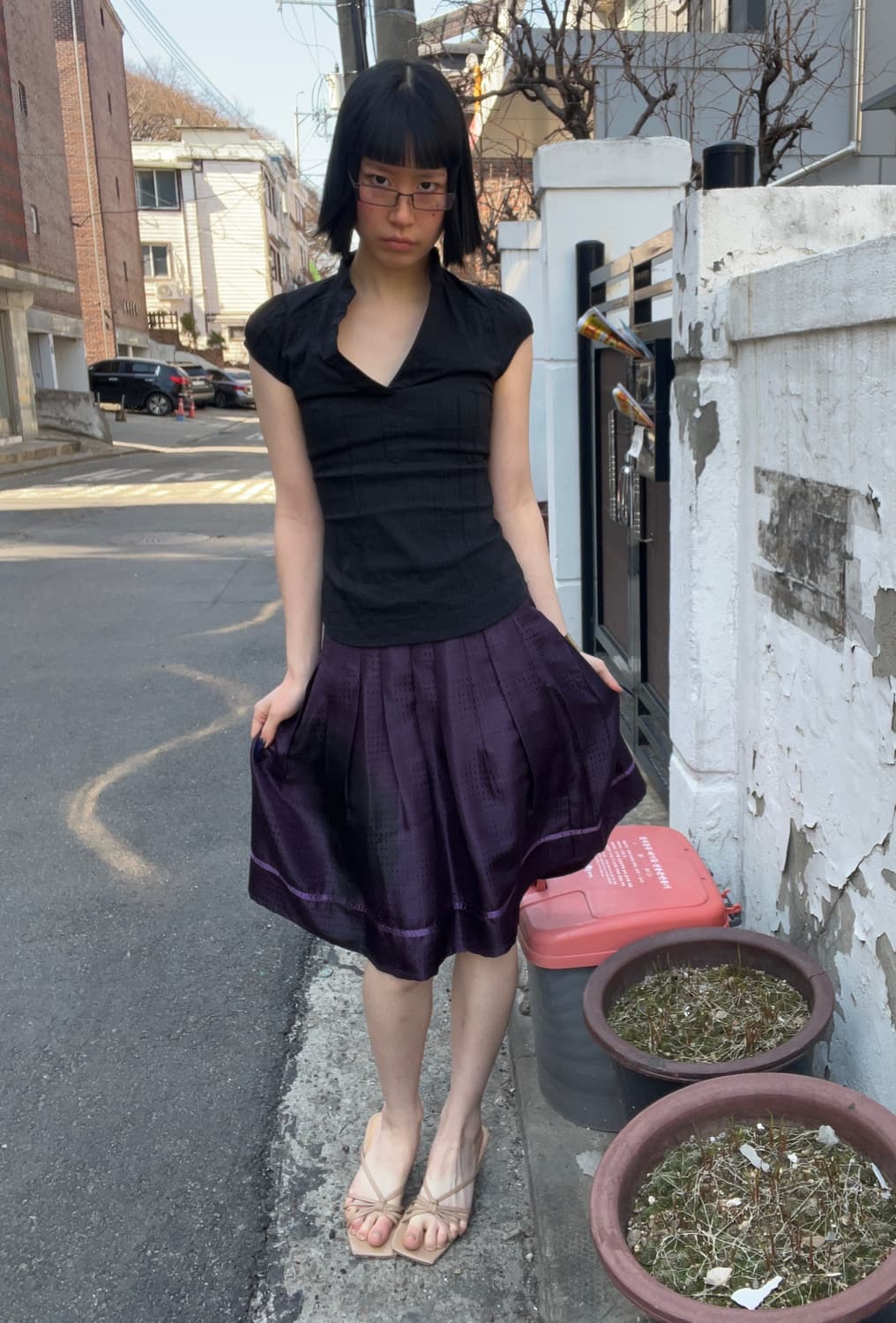 도트 미디 스커트 상품이미지1