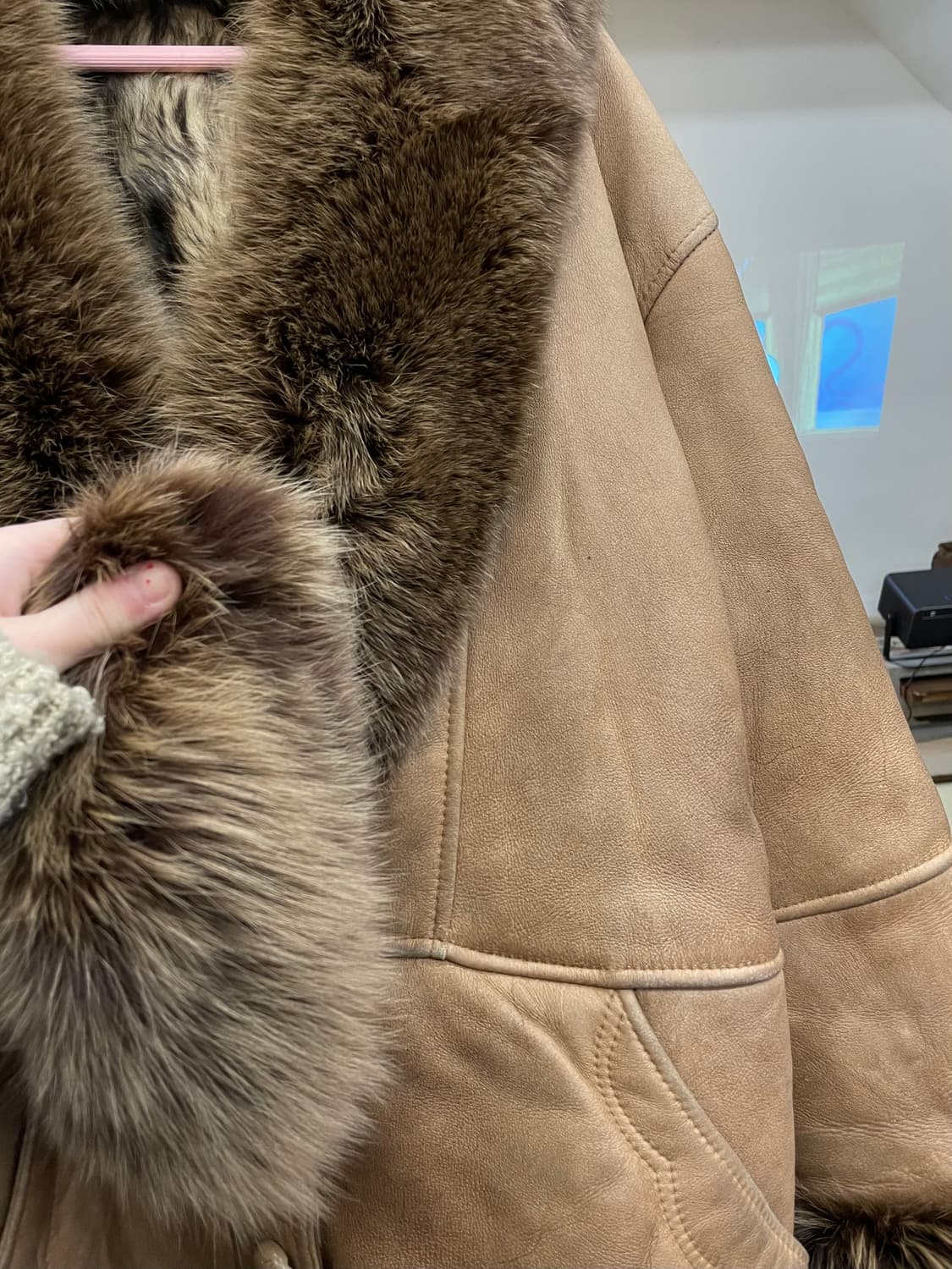 1990s Vintage 양가죽 무스탕 레더 자켓 상품이미지6