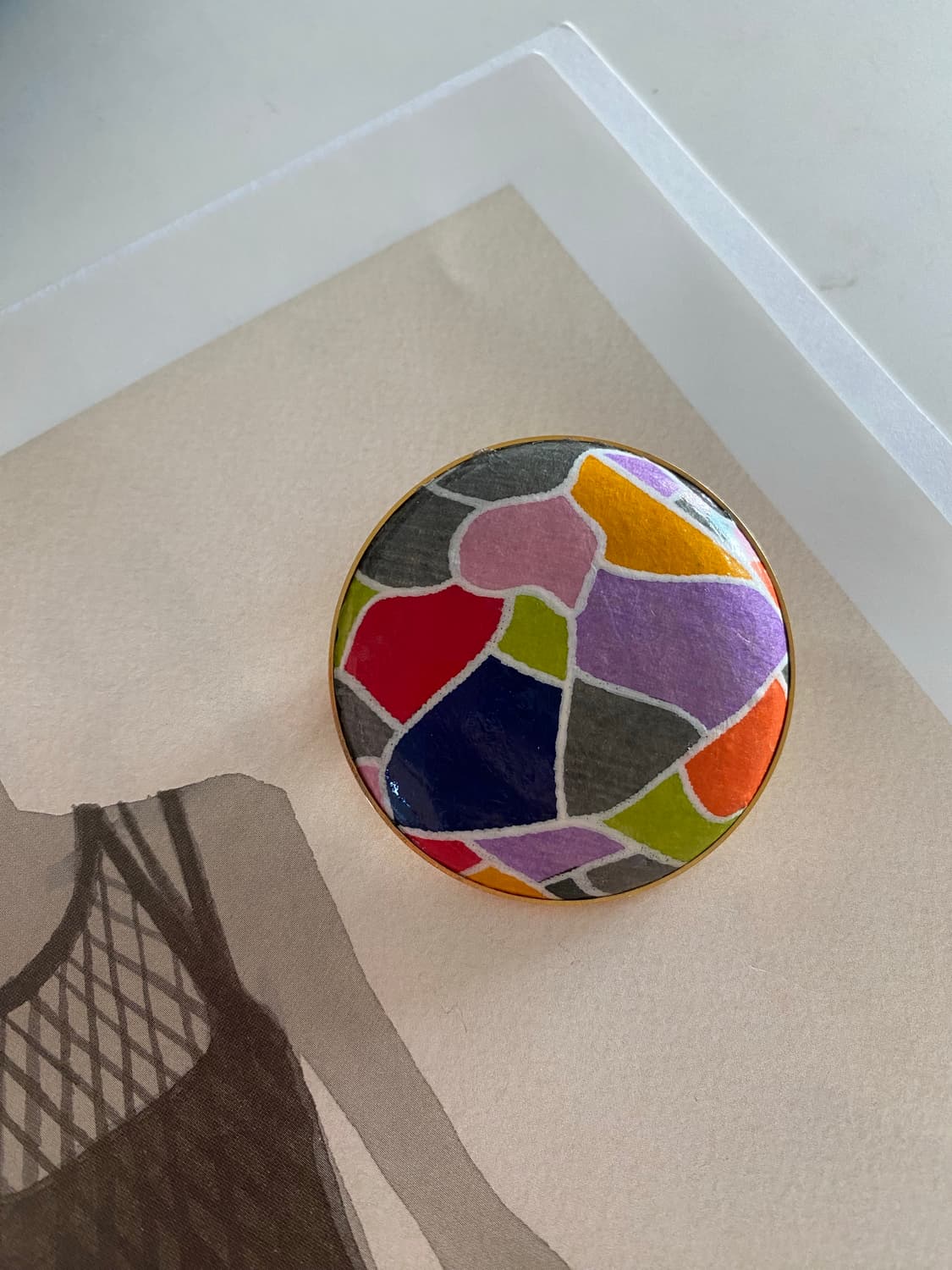 컬러 믹스 원형 빈티지 브로치 겸 팬던트 상품이미지2