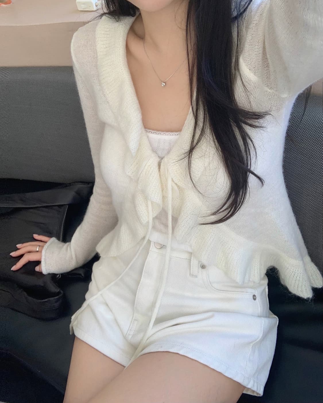 리즈 leeds Senne 러플 가디건(ivory) 상품이미지4