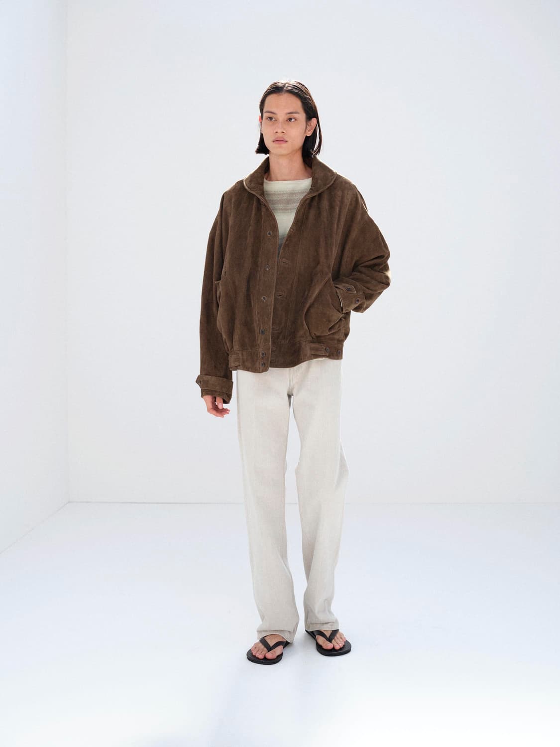 [3] AURALEE 오라리 실키 그레인 스웨이드 블루종 다크 브라운 상품이미지5