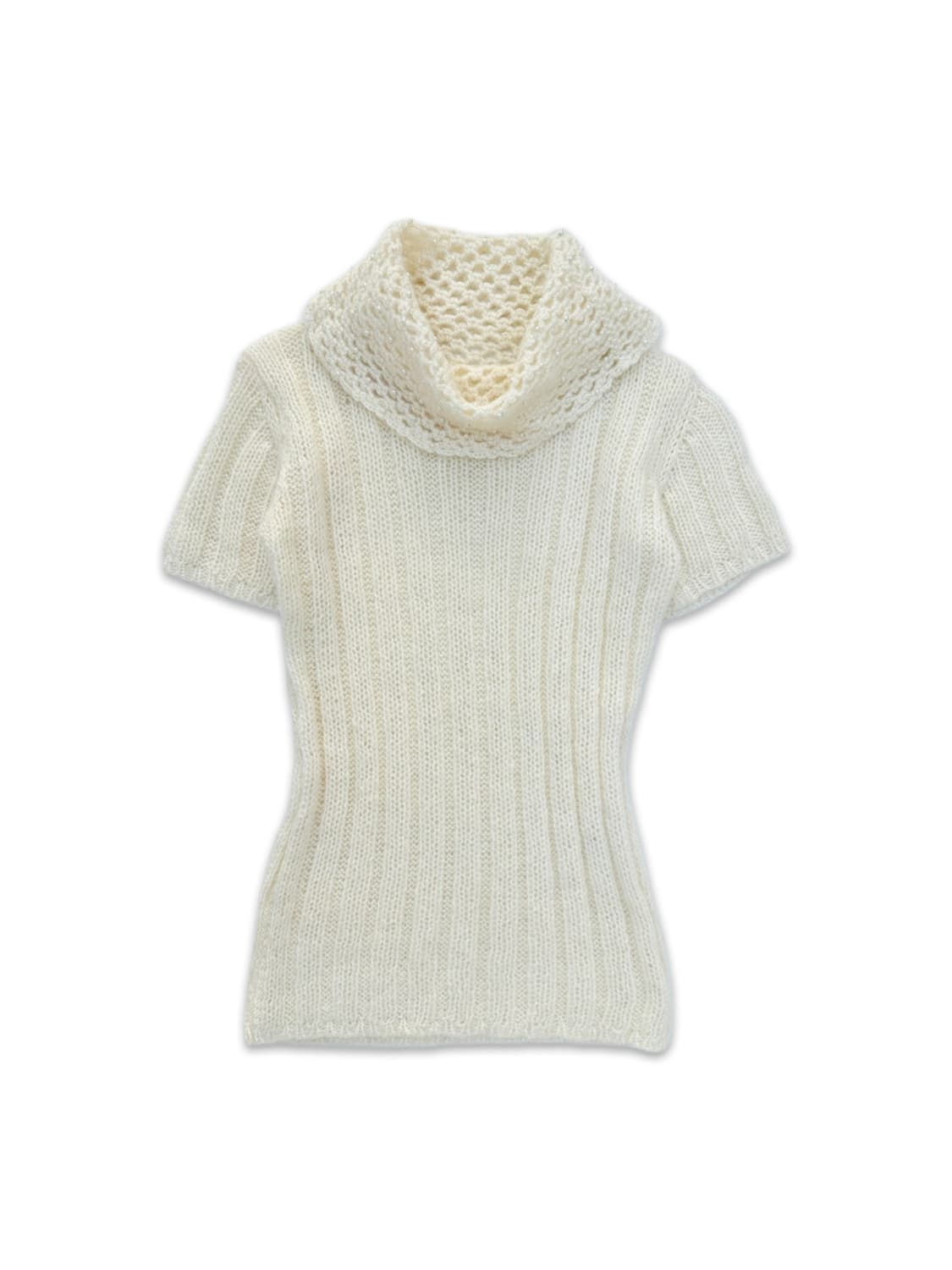 빈티지 아이보리 비즈 뜨개 반팔 니트 상품이미지1