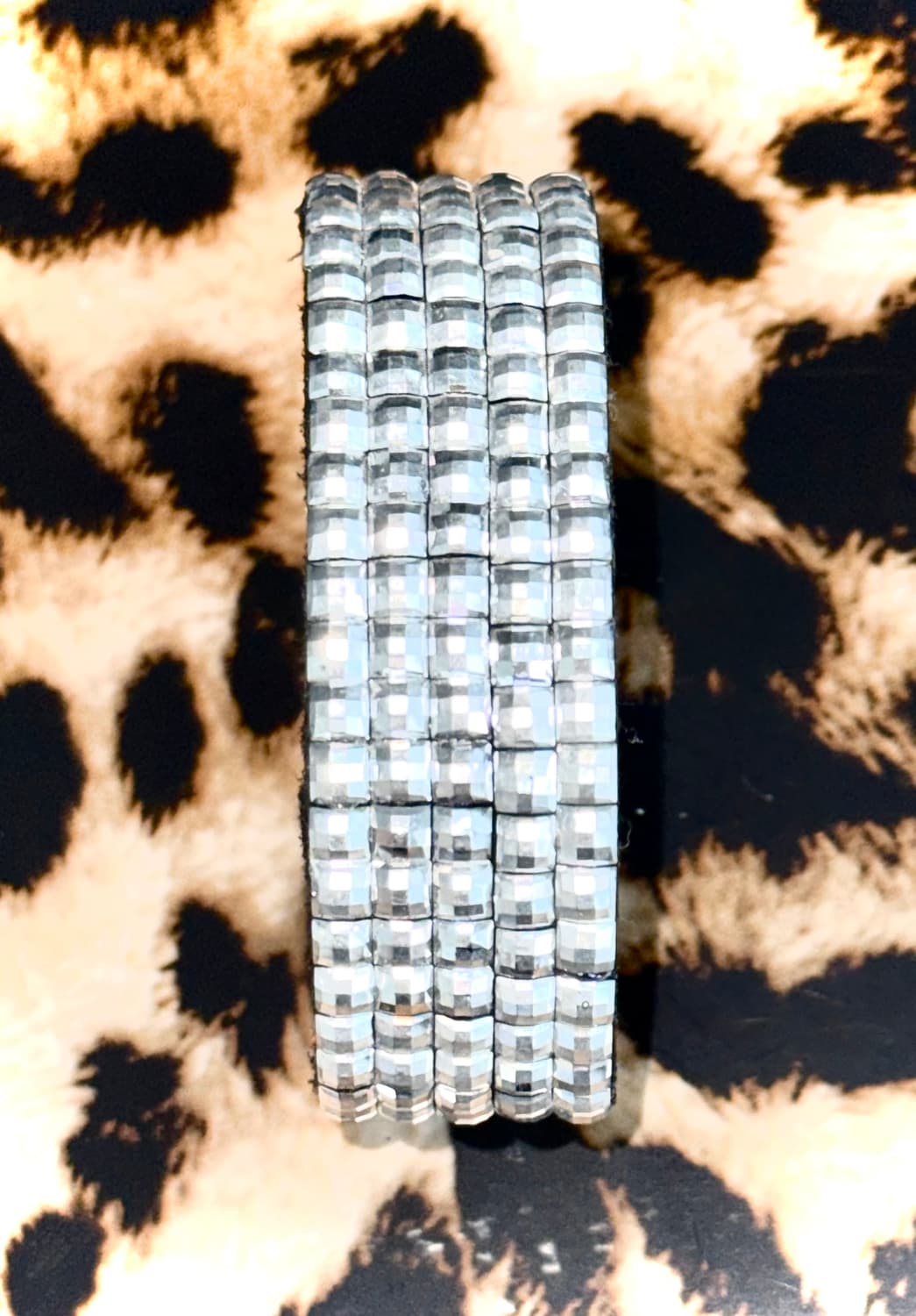 갸루 펑크 emo 화이트 실버 스터드 큐빅 뱅글 팔찌 상품이미지2