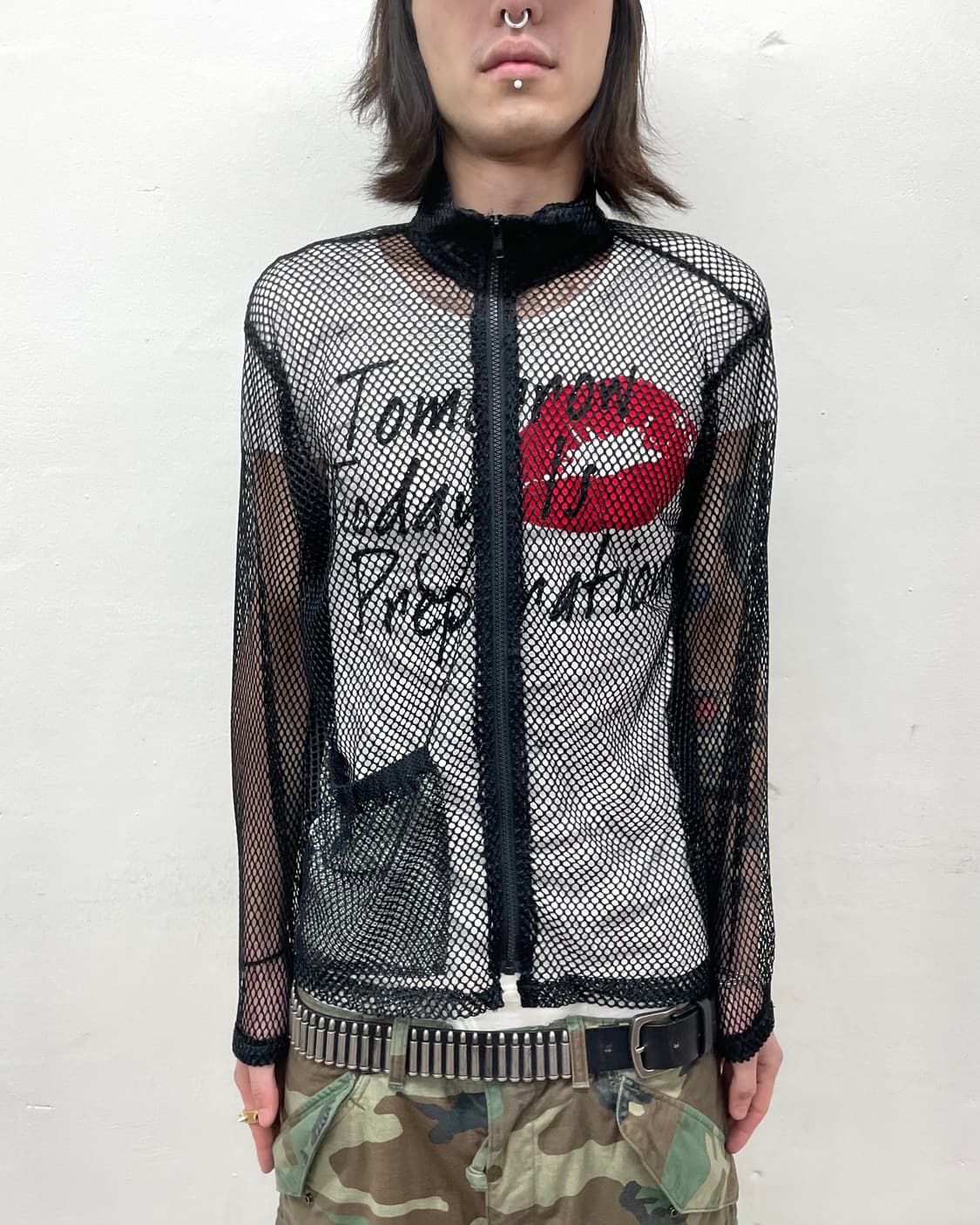 black mesh pocket zip-up 상품이미지1