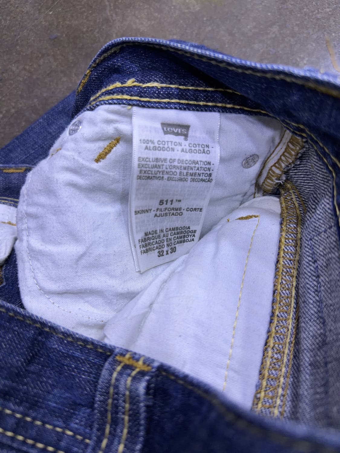 리바이스 511 슬림핏 지퍼 디테일 절개 딥인디고 데님팬츠 32 상품이미지10